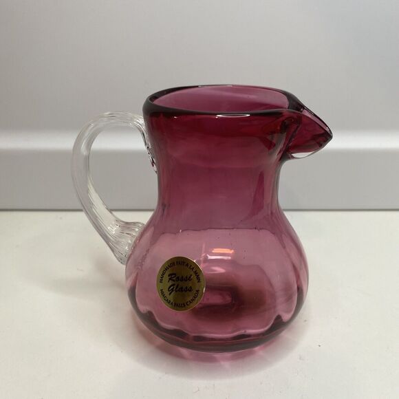 MCM Nice ROSSI Blown Studio Glass ART Cranberry Red Creamer Pitcher 4” H - Picture 1 of 9